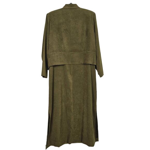 Vintage 90s Positive Attitude Womens 14 Petite Green Fall Maxi Dress Jacket Set - Picture 3 of 14